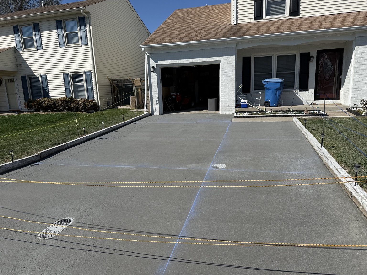 Freshly placed concrete slab