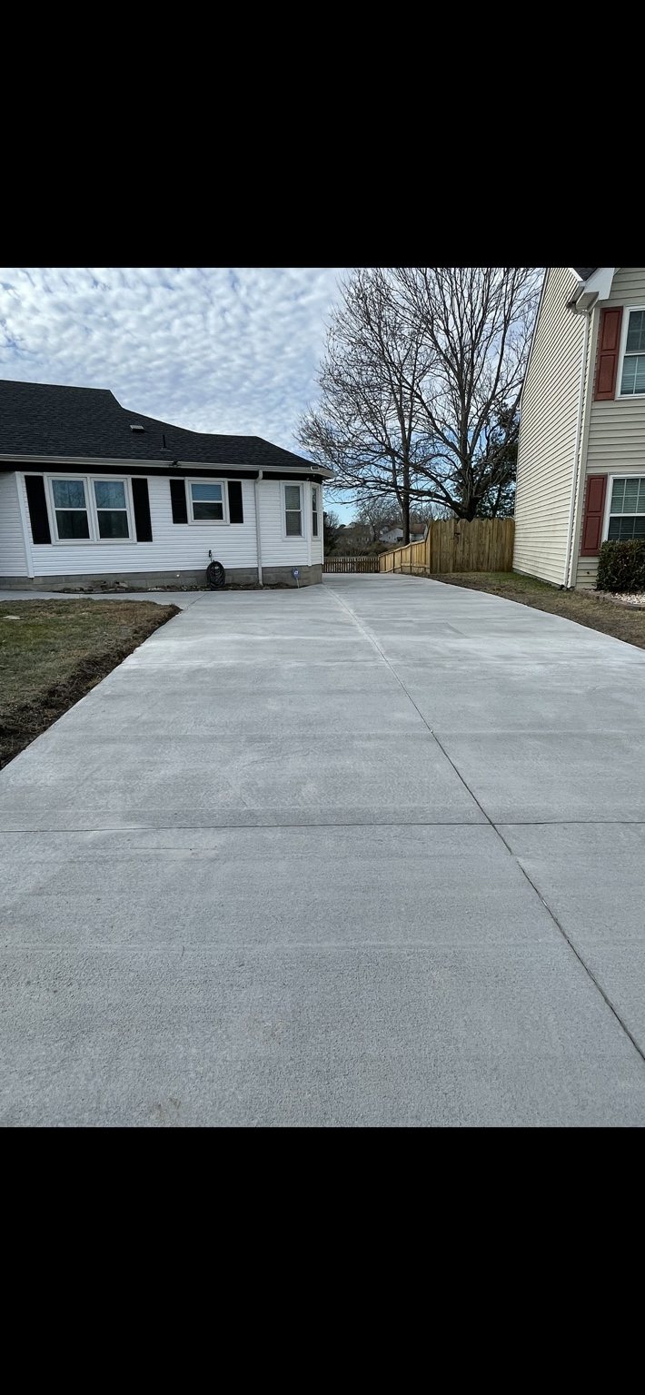 Finished concrete driveway